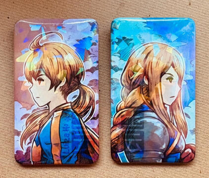 Pin bottons of Ramza and Agrais from Final Fantasy Tactics