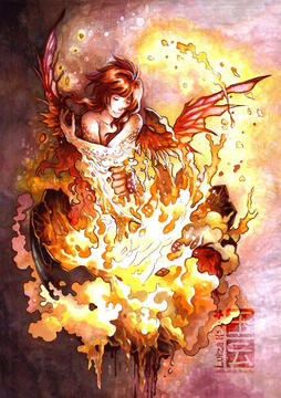 I have created this character that has a mix of fairy and dragon features. They are hatching from an egg, spilling fire and lava from it as the character frees themselves from its shell, spreading their still fragile wings. I used blender to bleach and cre